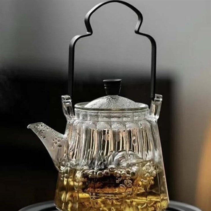 Heat Resistant Glass Tea Pot, 600ml 20OZ Glass Tea Pot, Glass Tea Pot With Iron Handle